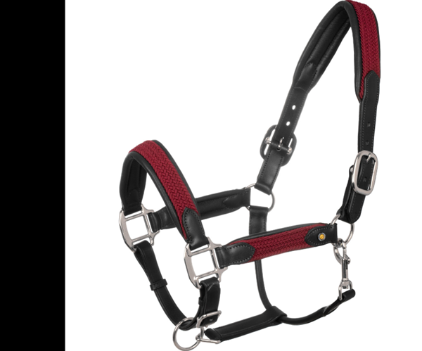 CABEZADA CUADRA CON NYLON TRENZADO EQUESTRO BURDEOS. NAVY Y GRIS